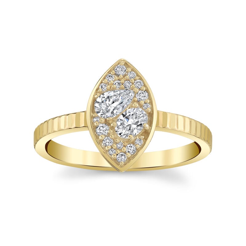 Lab Grown Diamond 1/2ctw. Multi Shape Cluster Marquise Fashion Ring in 10k Yellow Gold image number null